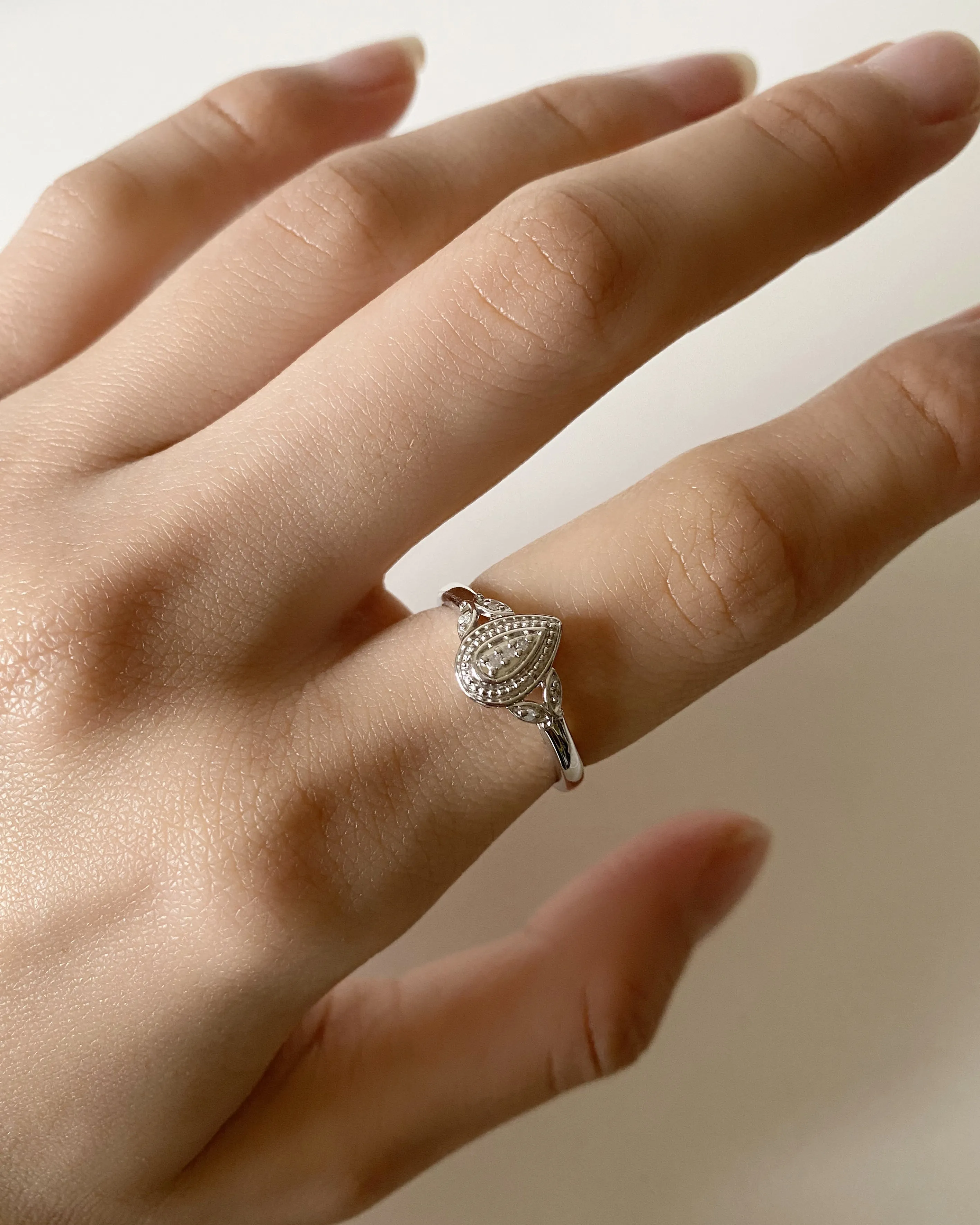 Sterling Silver Marquise Shaped Diamond Ring Shiels