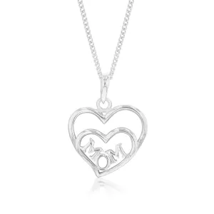 Sterling Silver Open Twin Hearts MOM Pendant Shiels