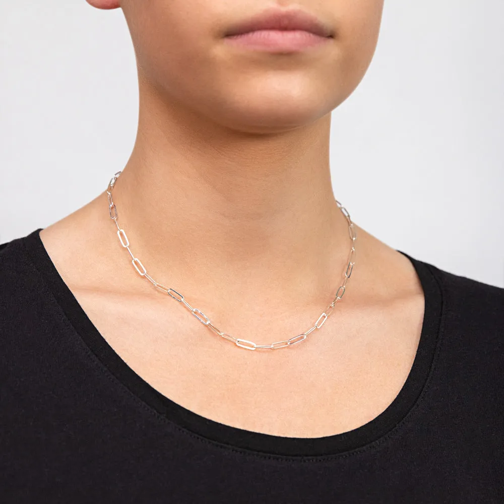 Sterling Silver Paper Clip 42 3cm Chain Shiels