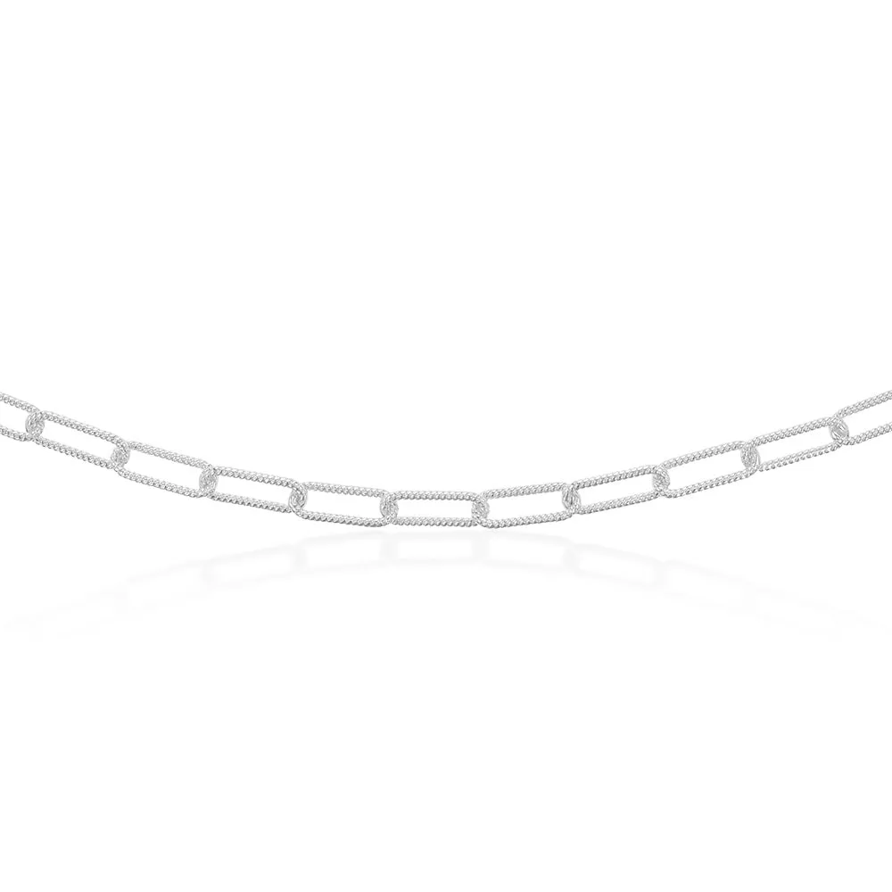 Sterling Silver Patterned Paperclip 140 Gauge 45cm Chain Shiels