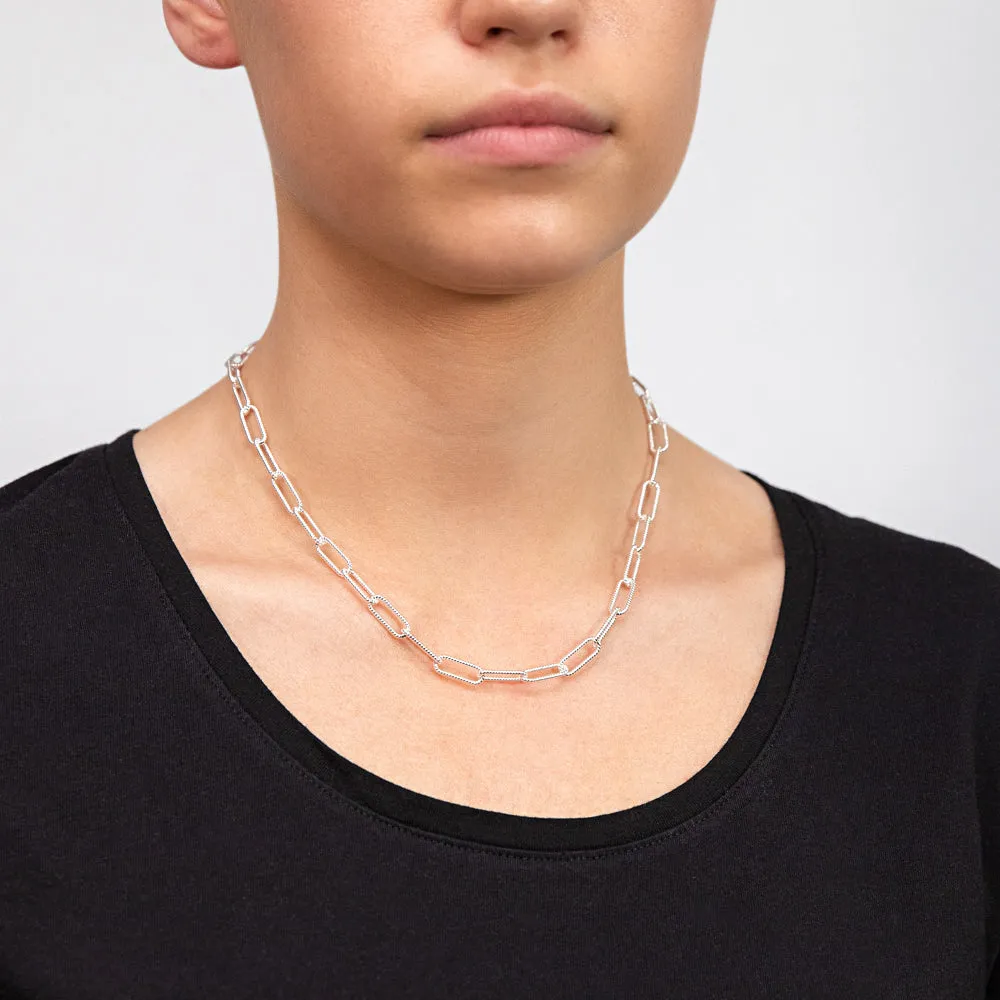 Sterling Silver Patterned Paperclip 140 Gauge 45cm Chain Shiels