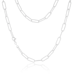 Sterling Silver Patterned Paperclip 140 Gauge 45cm Chain Shiels