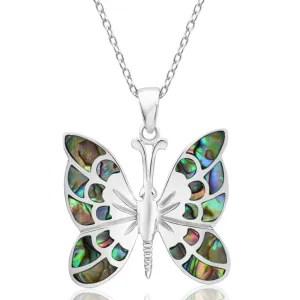 Sterling Silver Pava Shell Butterfly Pendant Shiels