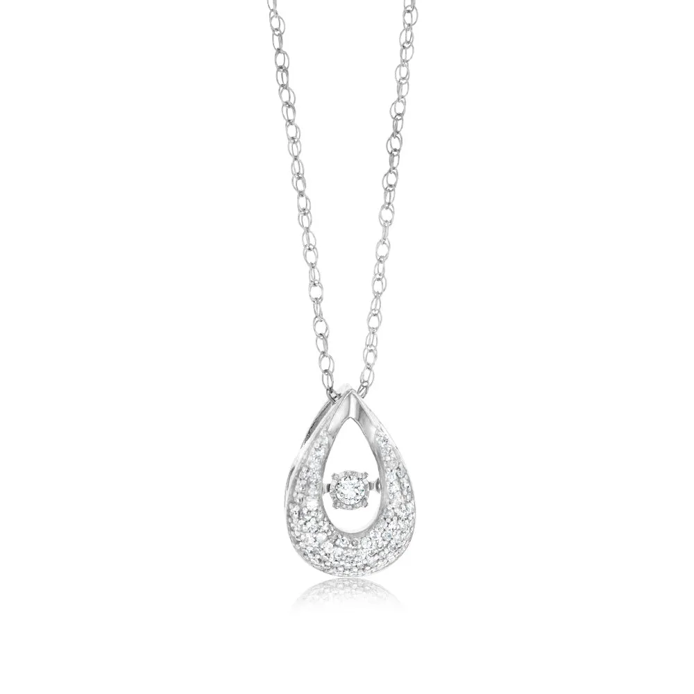 Sterling Silver Pear Shaped Pendant in 1/5 Carat Natural Diamonds Shiels