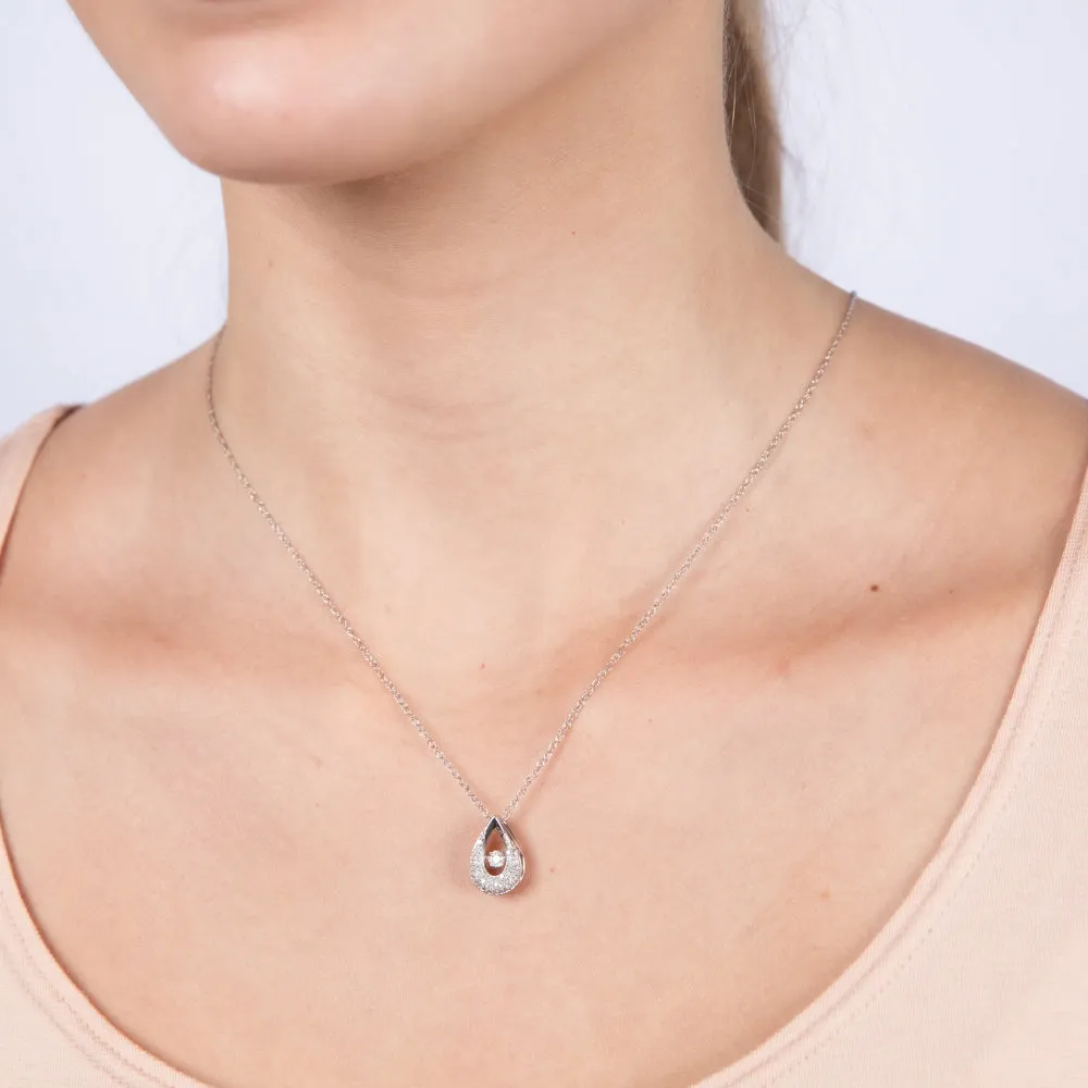 Sterling Silver Pear Shaped Pendant in 1/5 Carat Natural Diamonds Shiels
