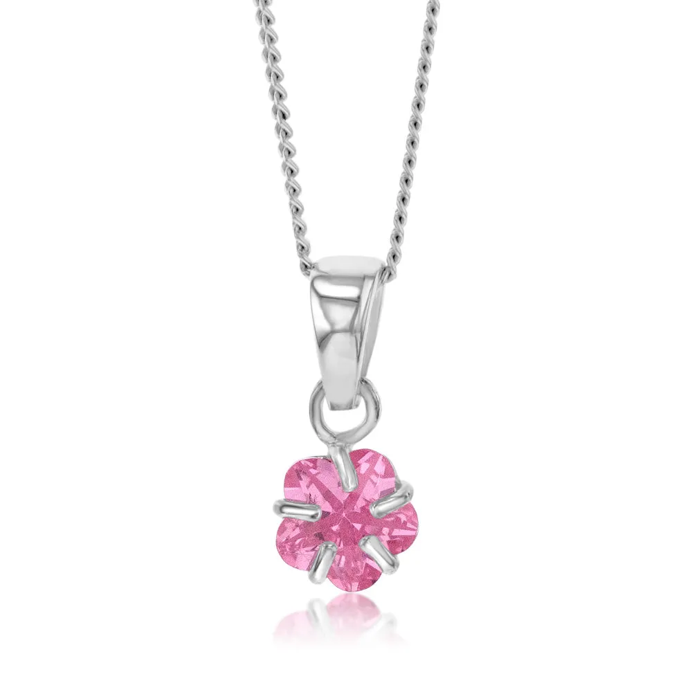 Sterling Silver Pink Cubic Zirconia Pendant Shiels