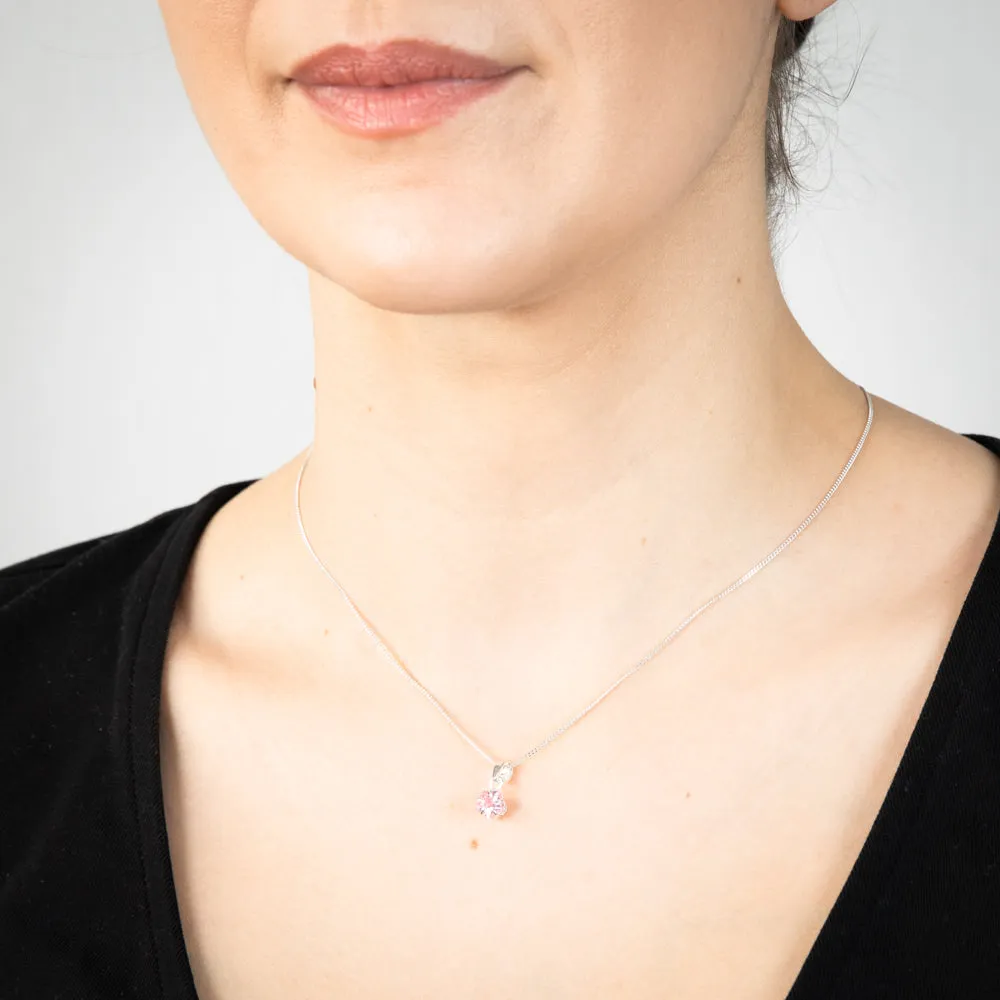 Sterling Silver Pink Cubic Zirconia Pendant Shiels