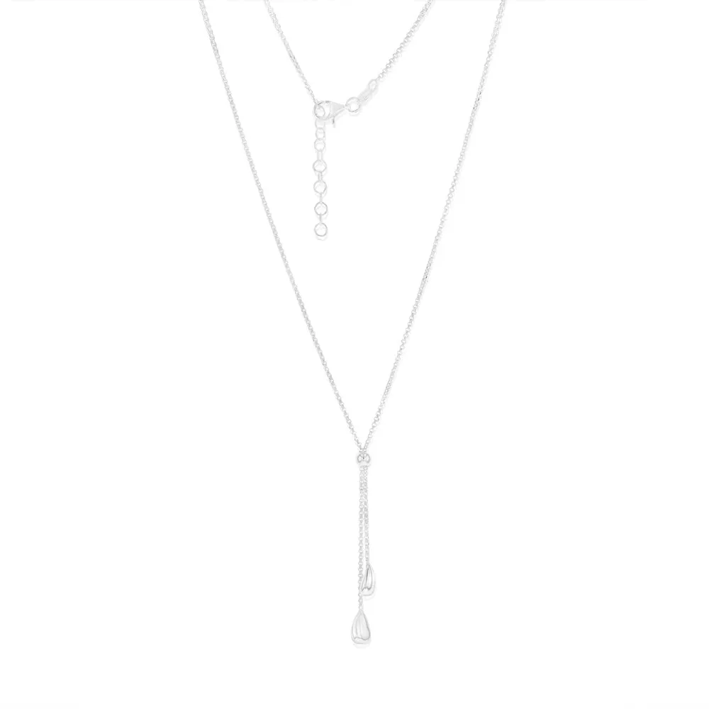 Sterling Silver Polished Double Tear Drop 45cm Chain Shiels