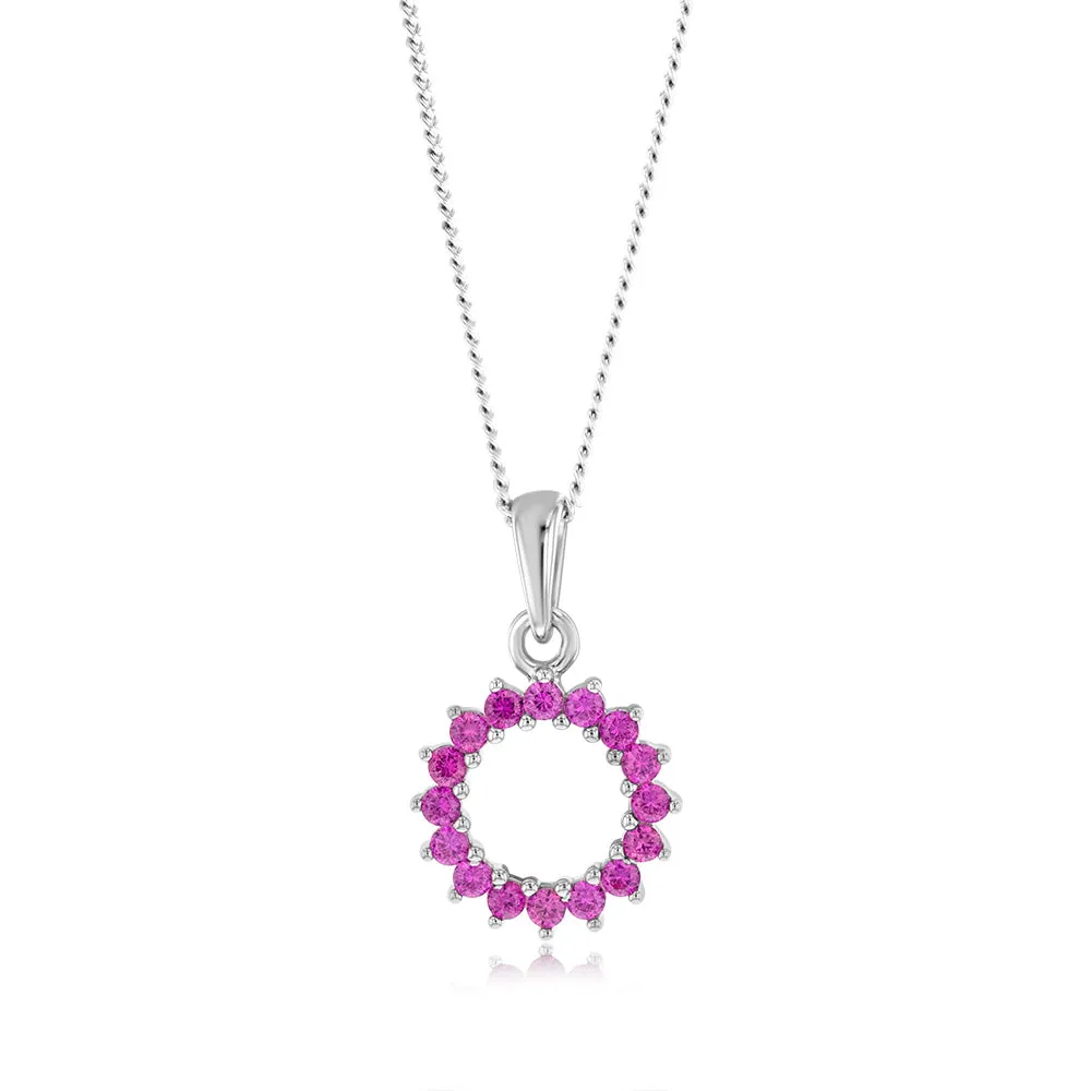 Sterling Silver Red Created Spinel Circle Of Life Pendnt Shiels