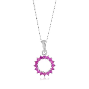 Sterling Silver Red Created Spinel Circle Of Life Pendnt Shiels