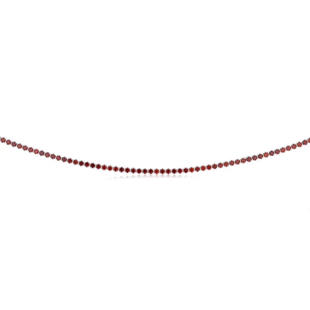 Sterling Silver Red Cubic Zirconia On 32 10cm Chain Shiels