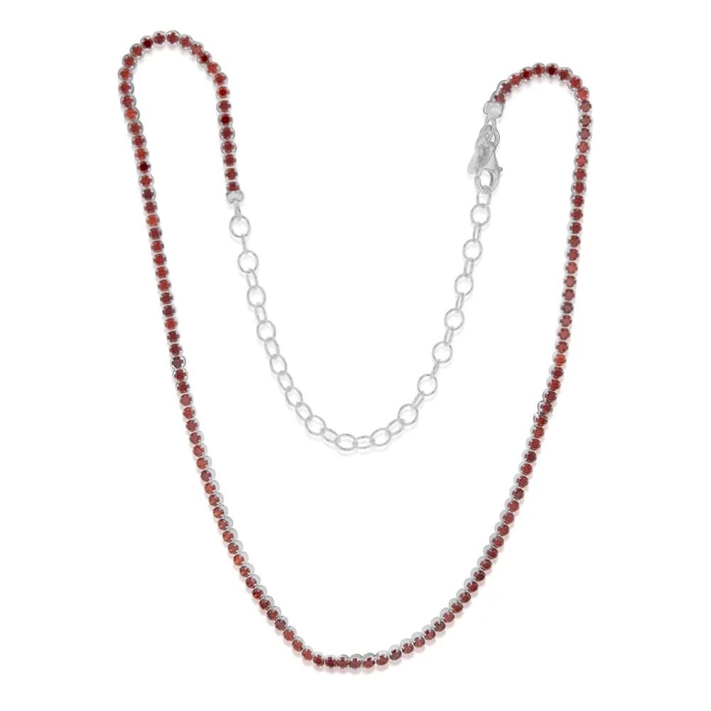 Sterling Silver Red Cubic Zirconia On 32 10cm Chain Shiels