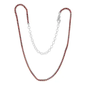 Sterling Silver Red Cubic Zirconia On 32 10cm Chain Shiels
