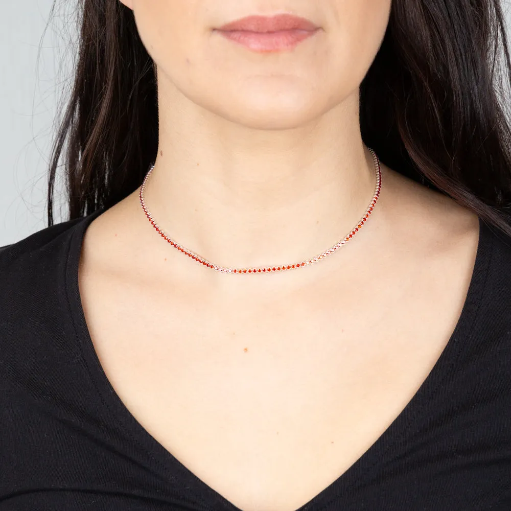 Sterling Silver Red Cubic Zirconia On 32 10cm Chain Shiels