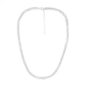 Sterling Silver Rhodium Plated 2mm Cubic Zirconia Two Row 40 5cm Tennis Chain Shiels