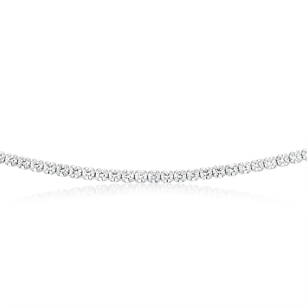 Sterling Silver Rhodium Plated 3mm Cubic Zirconia 45cm Chain Shiels