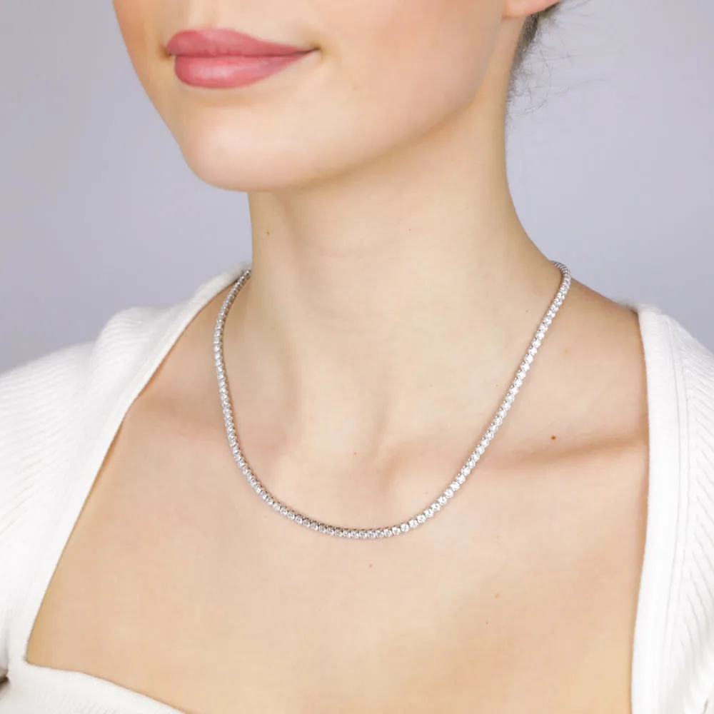 Sterling Silver Rhodium Plated 3mm Cubic Zirconia 45cm Chain Shiels