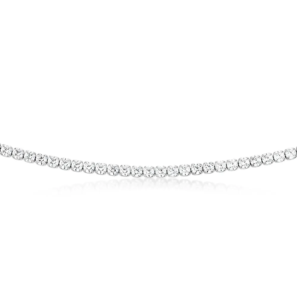 Sterling Silver Rhodium Plated 3mm Cubic Zirconia Tennis 50cm Bracelet Shiels