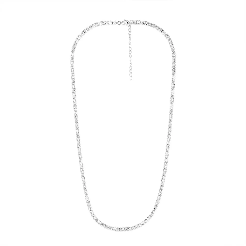 Sterling Silver Rhodium Plated 3mm Cubic Zirconia Tennis 50cm Bracelet Shiels