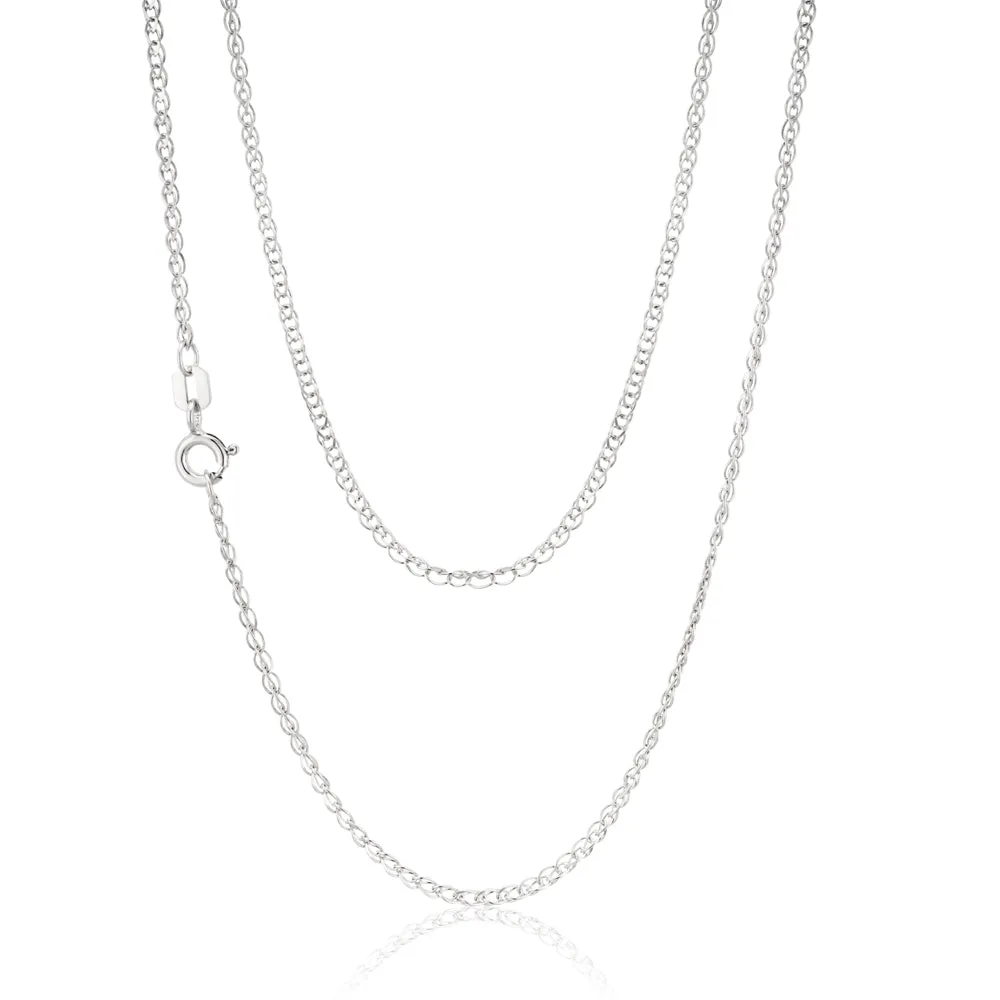 Sterling Silver Rhodium Plated 45cm Double Curb Chain Shiels