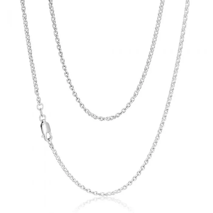 Sterling Silver Rhodium Plated 50cm 60 Gauge Cable Chain Shiels