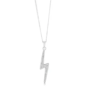 Sterling Silver Rhodium Plated Cubic Zirconia Lightning Bolt Pendant Shiels
