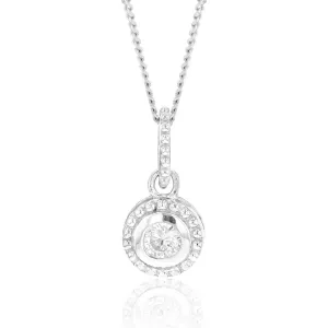 Sterling Silver Rhodium Plated White Cubic Zirconia Halo Pendant Shiels