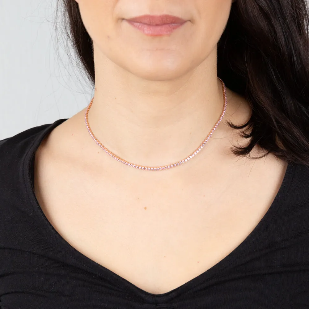 Sterling Silver Rose Gold Plated Fancy 40cm Choker Chain Shiels
