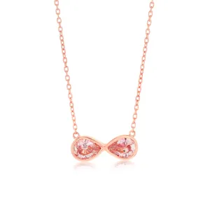 Sterling Silver Rose Gold Plated Morganite Pear Cubic Zirconia Infinity Pendant On Chain Shiels