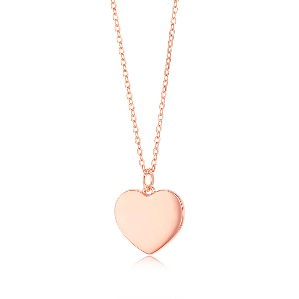 Sterling Silver Rose Gold Plated Plain Heart Pendant On Chain Shiels