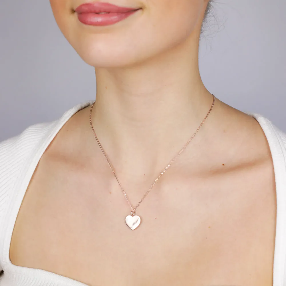 Sterling Silver Rose Gold Plated Plain Heart Pendant On Chain Shiels