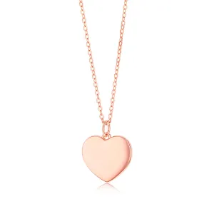 Sterling Silver Rose Gold Plated Plain Heart Pendant On Chain Shiels