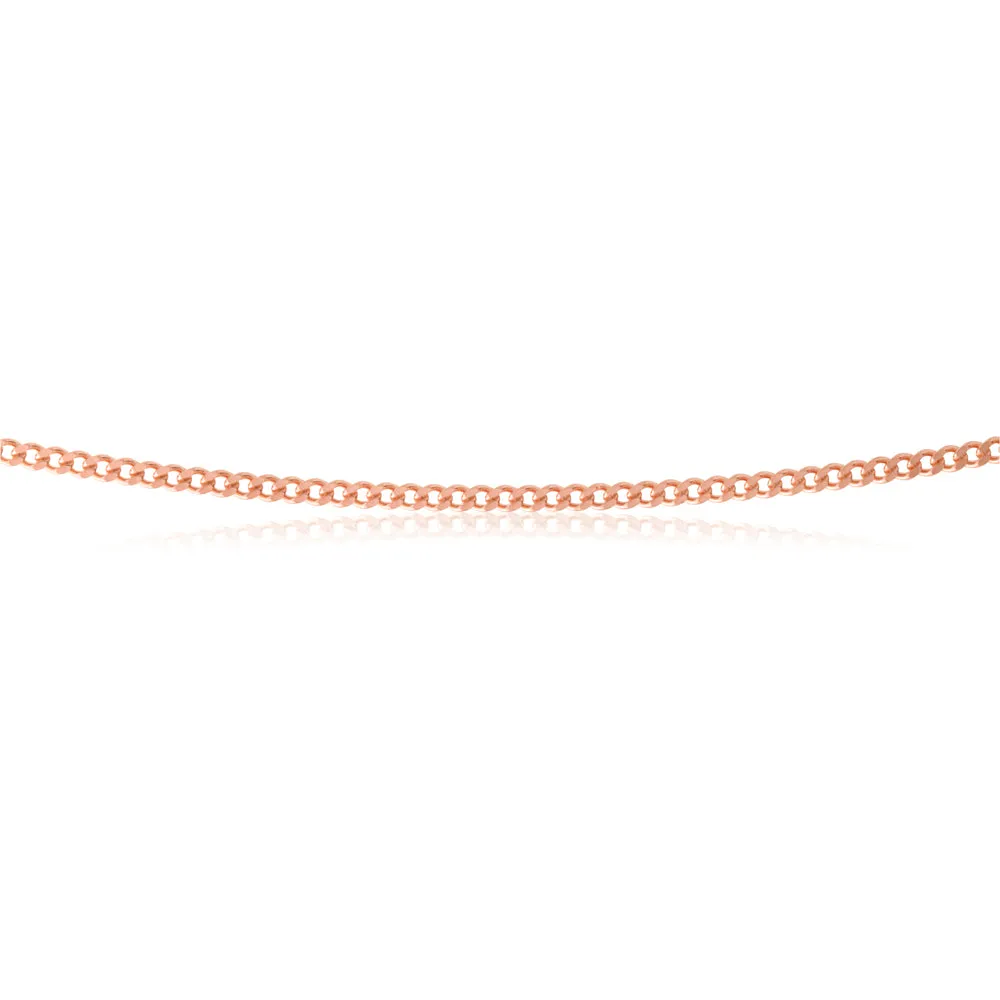 Sterling Silver Rose Plated 40 Gauge 50cm Curb Dicut Chain Shiels