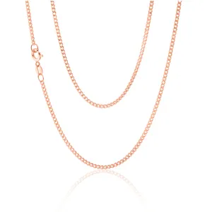 Sterling Silver Rose Plated 40 Gauge 50cm Curb Dicut Chain Shiels