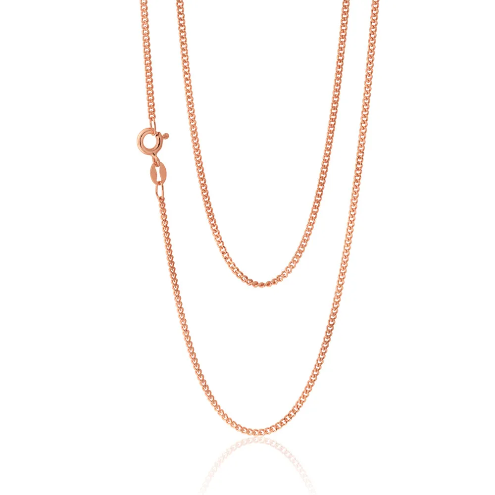 Sterling Silver Rose Plated 45cm Curb Dicut Chain Shiels