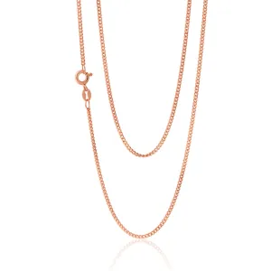 Sterling Silver Rose Plated 45cm Curb Dicut Chain Shiels