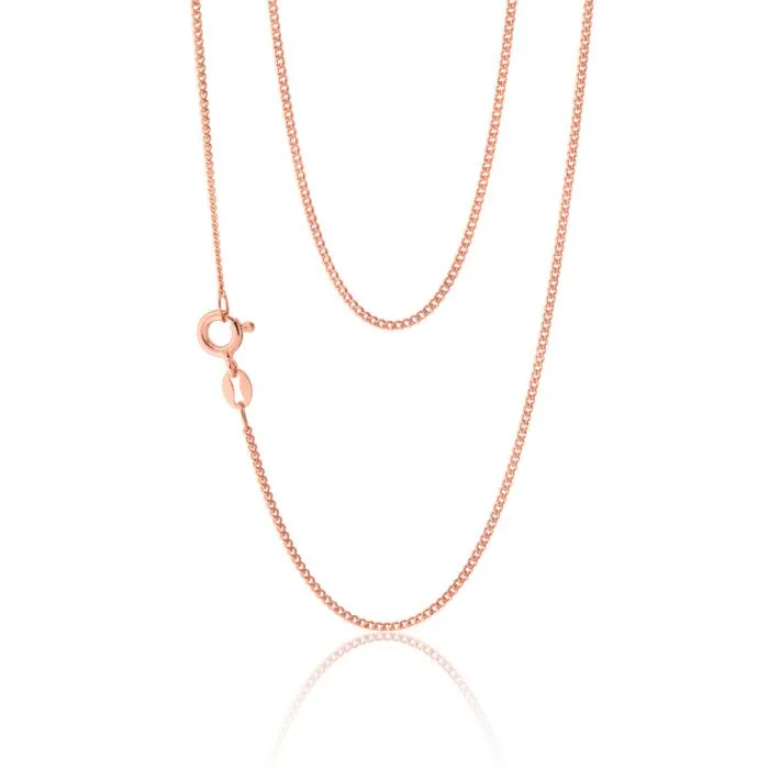 Sterling Silver Rose Plated 45cm Curb Dicut Chain Shiels