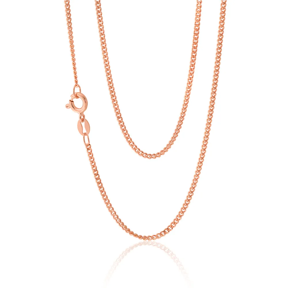 Sterling Silver Rose Plated 50 Gauge 55cm Curb Dicut Chain Shiels