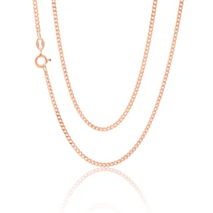 Sterling Silver Rose Plated 60 Gauge 50cm Curb Dicut Chain Shiels