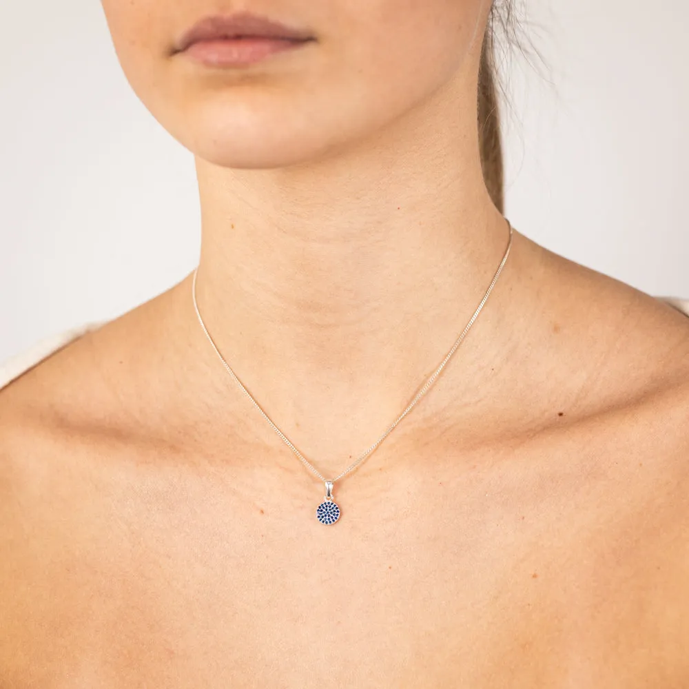 Sterling Silver Round Blue Zirconia Pendant Shiels