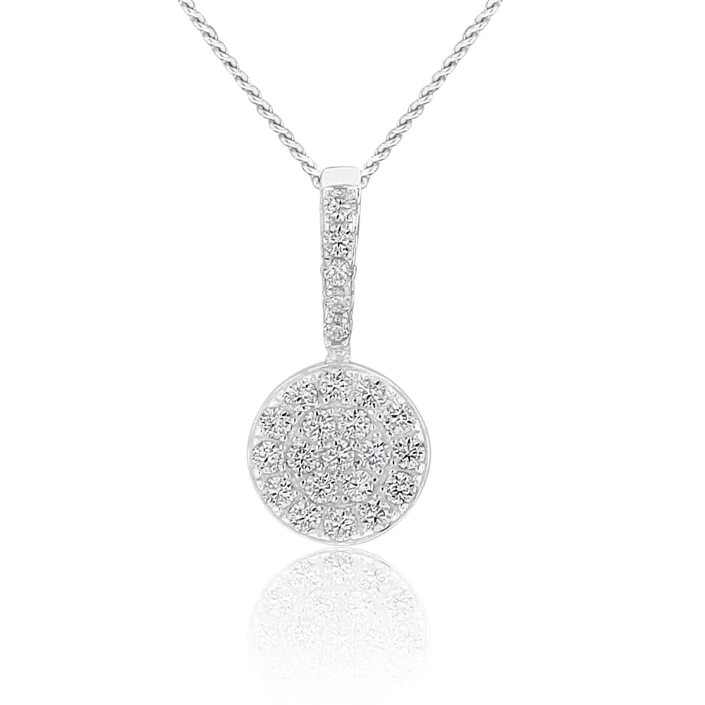 Sterling Silver Round Zirconia Drop Pendant Shiels