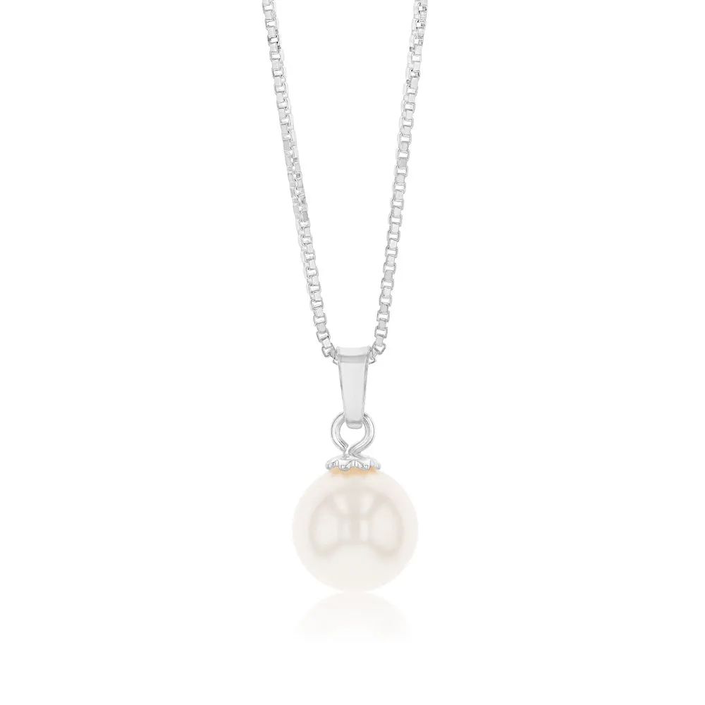 Sterling Silver Simulated Pearl Pendant On Chain Shiels