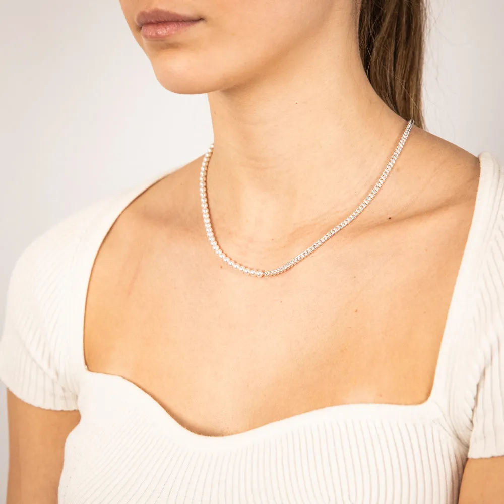 Sterling Silver Simulated Pearls 45cm Chain Shiels