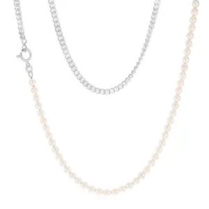 Sterling Silver Simulated Pearls 45cm Chain Shiels