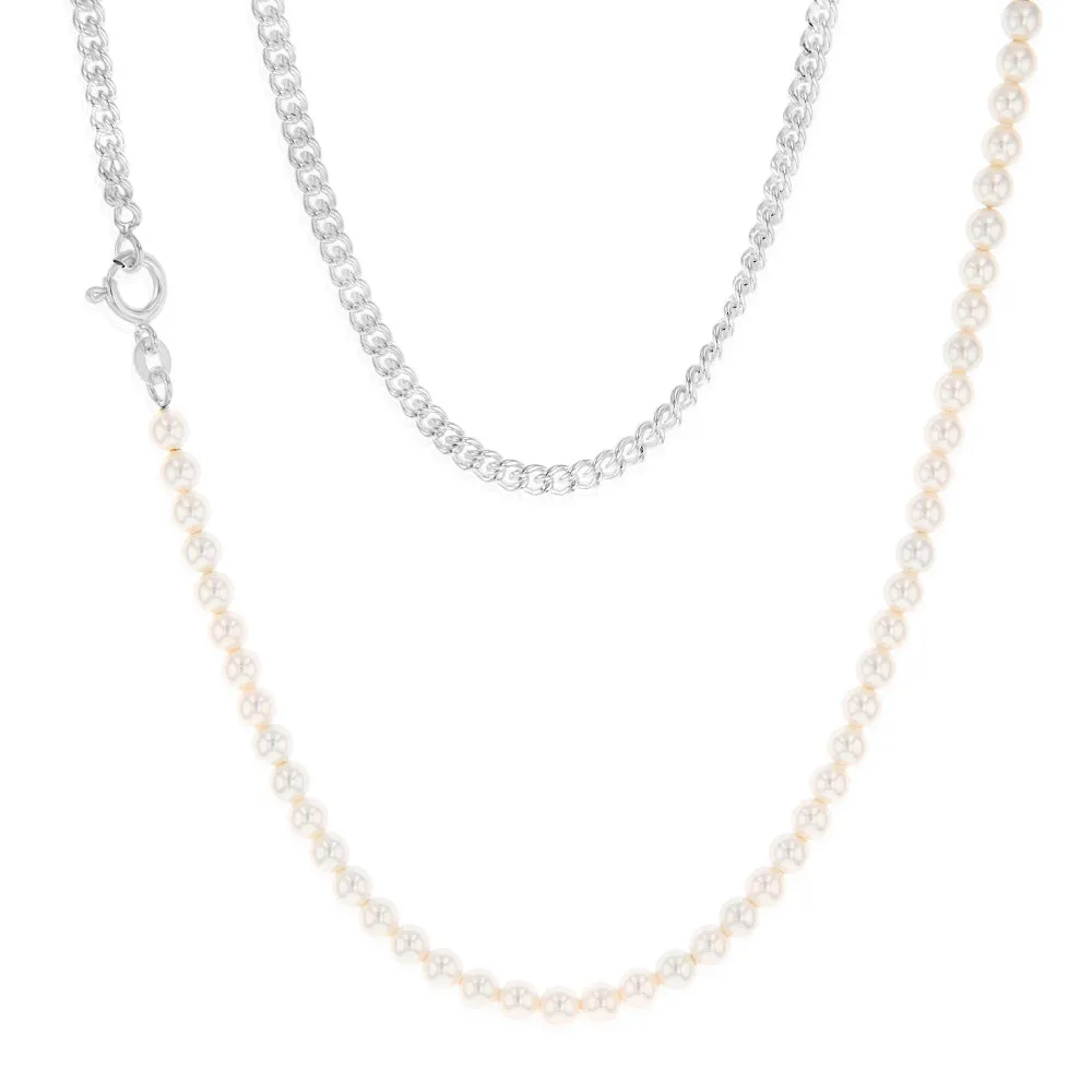Sterling Silver Simulated Pearls 45cm Chain Shiels