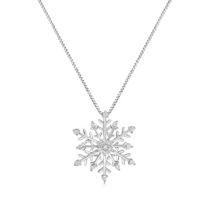 Sterling Silver Snow Flake Pendant in 1/5 Carat Natural Diamonds on 45cm Chain Shiels