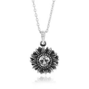 Sterling Silver Sun Oxidised Pendant With 45cm Chain Shiels