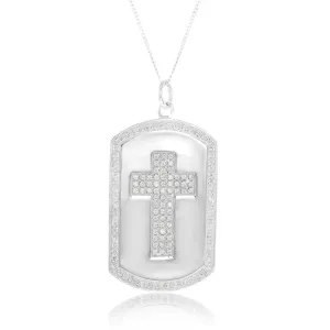 Sterling Silver Textured Cross On The Dog Tag Pendant Shiels