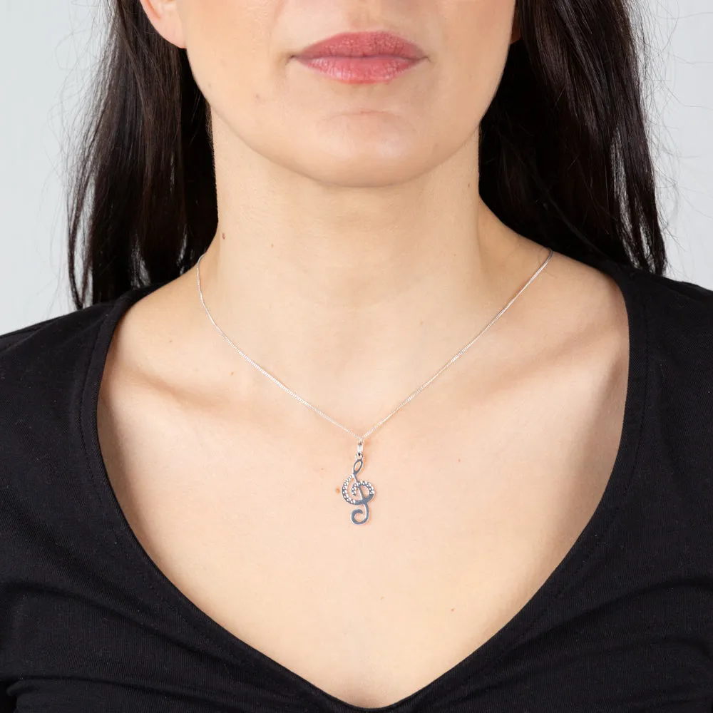 Sterling Silver Textured Music Note Pendant Shiels