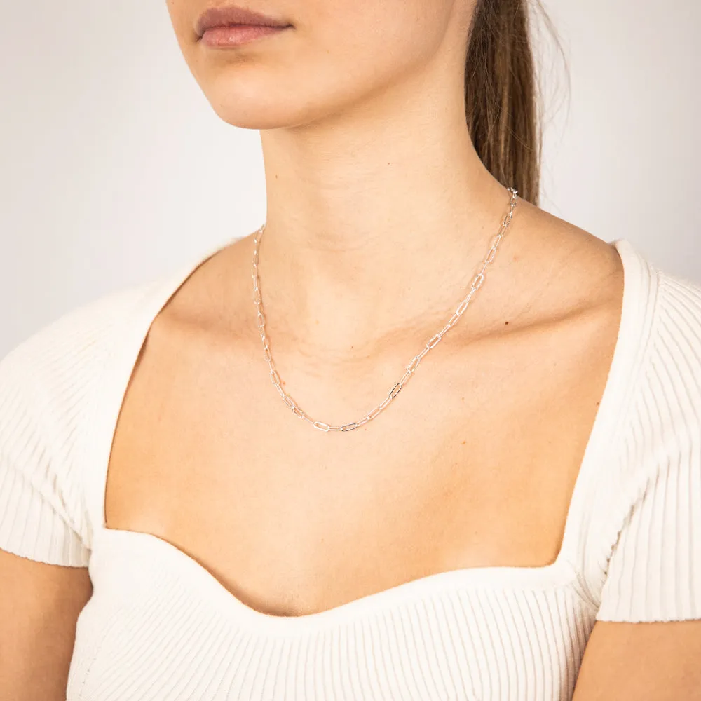 Sterling Silver Textured Paperclip 60 Gauge 45cm Chain Shiels